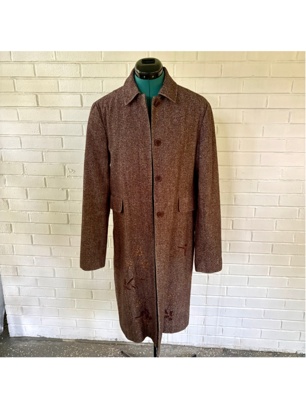 BCBG brown jacket with floral embroidered detail
